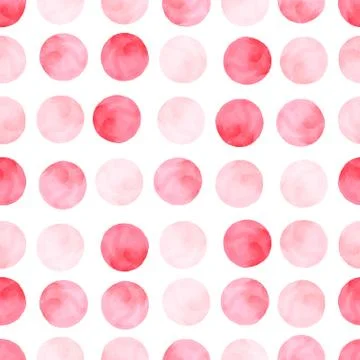 Aquarelle pink seamless pattern with dots and circles Illustrazione stock