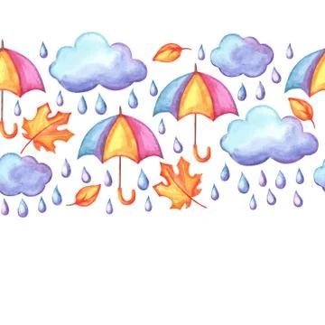 Aquarelle seamless pattern with autumn elements. イラスト素材