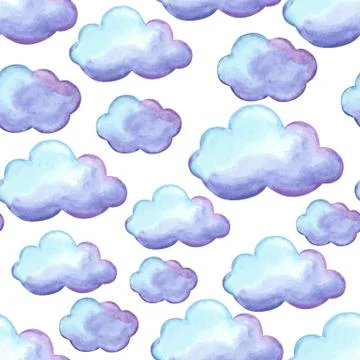 Aquarelle seamless pattern with clouds. イラスト素材