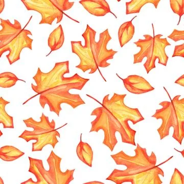 Aquarelle seamless pattern with falling leaves. 스톡 일러스트