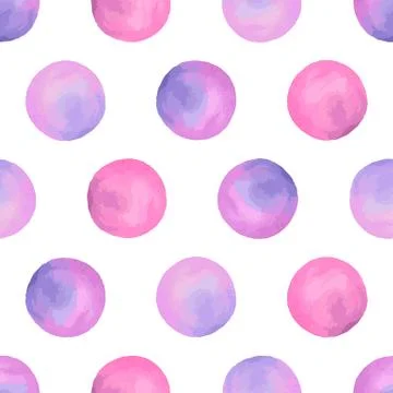 Aquarelle violet seamless pattern with circles. Stock Illustration