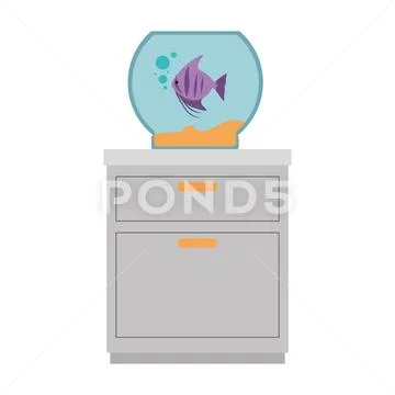 Aquarium bowl with colors fish in drawer Stock Illustration