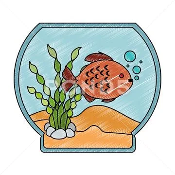 Aquarium bowl with colors fish Stock Illustration
