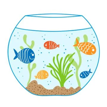 Aquarium doodle seamless pattern. Stock Illustration