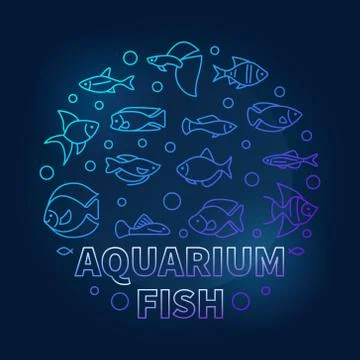 Aquarium fish in circle shape vector blue illustration Illustrazione stock