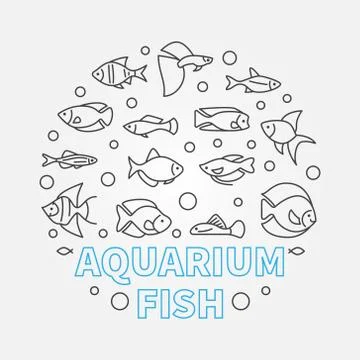 Aquarium fish in circle shape vector aquariumistics illustration Illustrazione stock