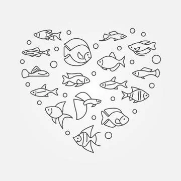 Aquarium fish in heart shape vector aquariumistics illustration Ilustración de archivo
