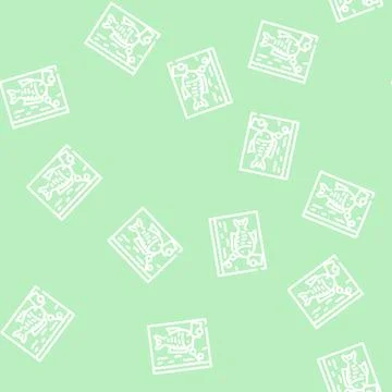 Aquarium with fish line vector seamless pattern Illustrazione stock