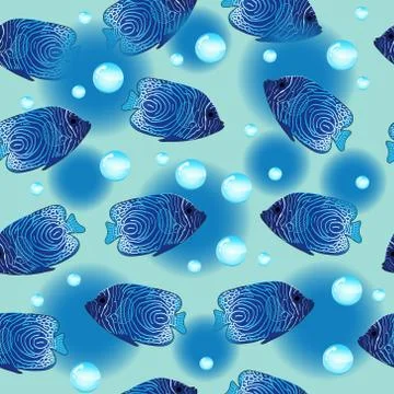 Aquarium with fish seamless pattern. Underwater infinite texture. Marine repe Stock Illustration