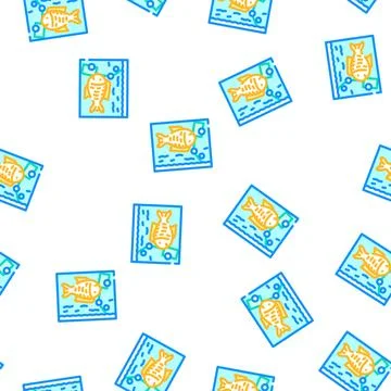 Aquarium with fish vector seamless pattern Illustrazione stock