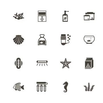 Aquarium - Flat Vector Icons Stock Illustration