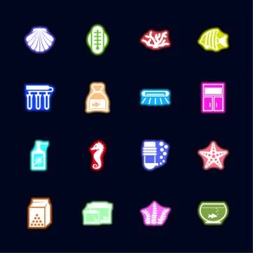 Aquarium - Flat Vector Icons Stock Illustration