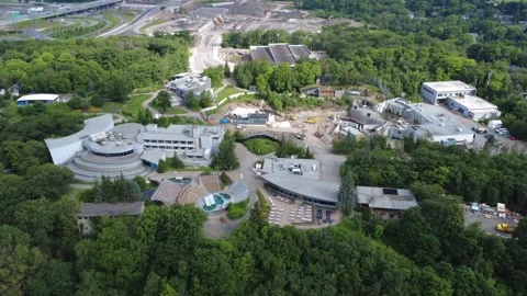 Aquarium of Quebec and its various pavilions undergoing expansion. Stock Footage 320265298