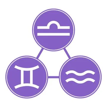 Aquarius, Gemini, Libra Icons. Vector Astrological, Horoscope Signs. Vector. Stock Illustration