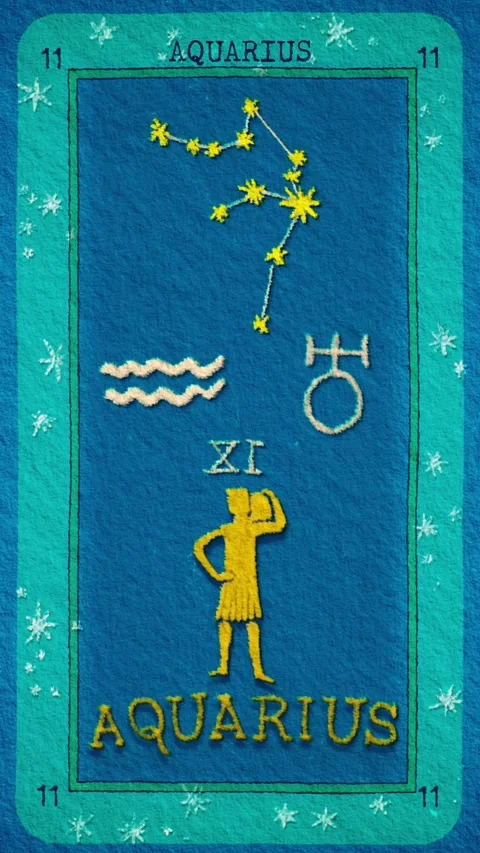 AQUARIUS VERTICAL Animation card Stock Footage 296815510
