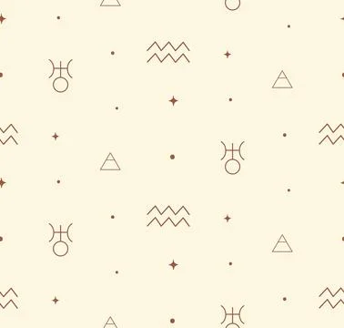Aquarius Zodiac Background Seamless Pattern 2. Astrology Signs Illustrazione stock