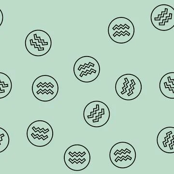 Aquarius zodiac line seamless pattern Stock Illustration