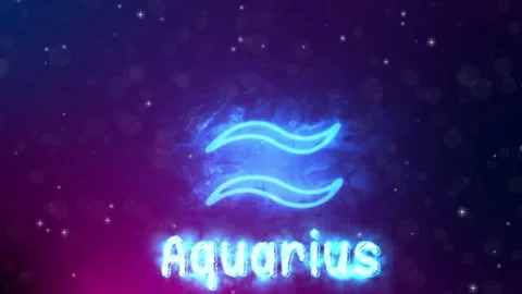 Aquarius zodiac sign with fire 4K animat... | Stock Video | Pond5
