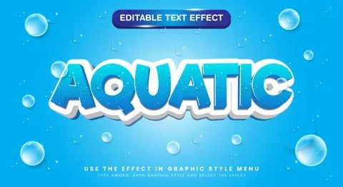 Aquatic 3d editable text effect Template Stock Illustration