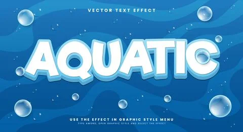 Aquatic 3d editable text effect Template Stock Illustration