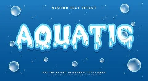 Aquatic 3d editable text effect Template Stock Illustration