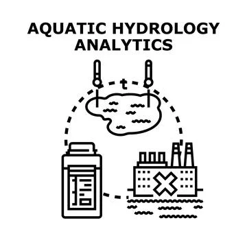 Aquatic hydrology analytics measuring water pollution levels Stock Illustration