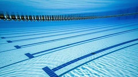 Aquatic Lanes: Empty Olympic-Size Swimming Pool 動画素材 308633642