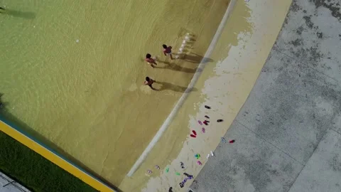 Aquatic Park Drone Pool Stock Footage 169617877