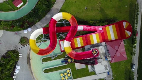 Aquatic Park Drone Slide Stock Footage 169618331
