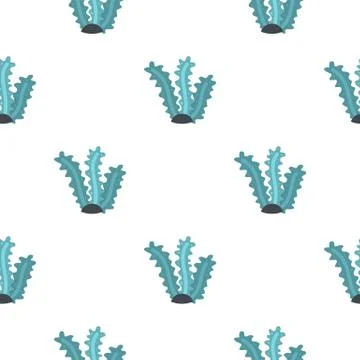Aquatic plant pattern seamless Stock Illustration