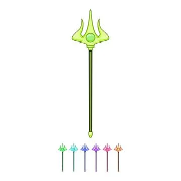 Aquatic trident magic cartoon vector graphic Stock Illustration