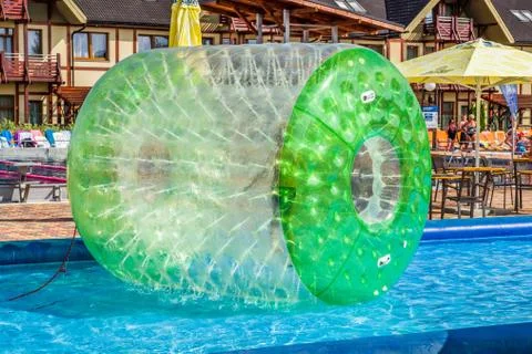 Aquazorbing on water Stock Photos
