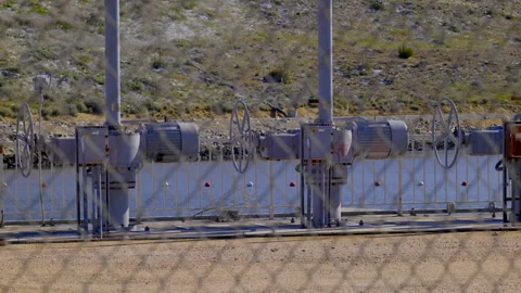 AQUEDUCT CONTROL VALVES. 4K LOCK OFF.  FULL FRAME. NO PEOPLE. Stock Footage 271308117