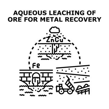 Aqueous leaching process recovering metals from ore Stock Illustration