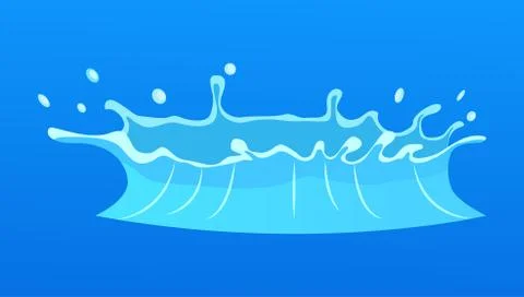 Aqueous Stream with Splashes of Blue Crystal Aqua. Stock Illustration