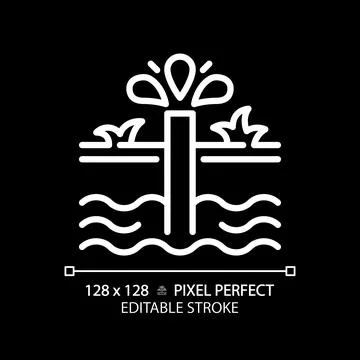 Aquifer white linear icon for dark theme Stock Illustration