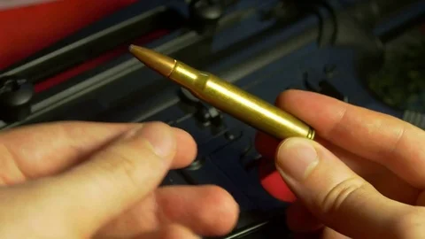 Ar 15 ammo concept 223 556 weapon lead Stock Footage 73314184