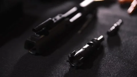 AR-15 complete disassembly and cleaning, bolt, barrel Video stock 246138147