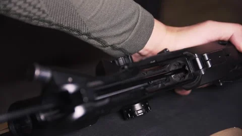 AR-15 complete disassembly and cleaning, bolt, barrel Video stock 246139066