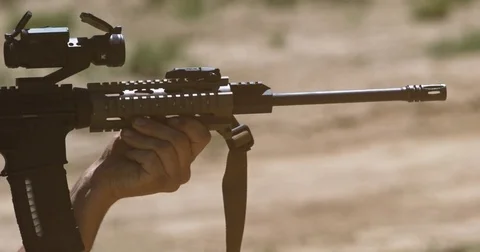 AR-15 DPMS Oracle .223 5.56 Shooting Stock Footage 76104153