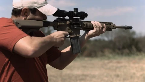 AR 15 Filmed at 1000 Frames Per Second Stock Footage 124240492