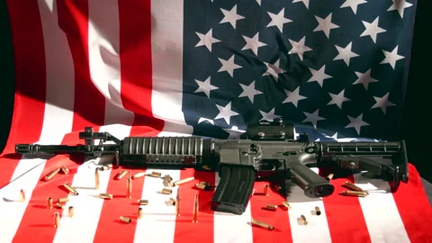 AR 15 Firearm 2nd Second Amendment United States of American Defense Gun USA Stockbeeldmateriaal 212714653