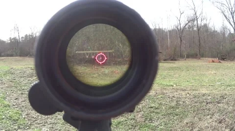 AR 15 Through Scope Red Dot Stock Footage 66776319