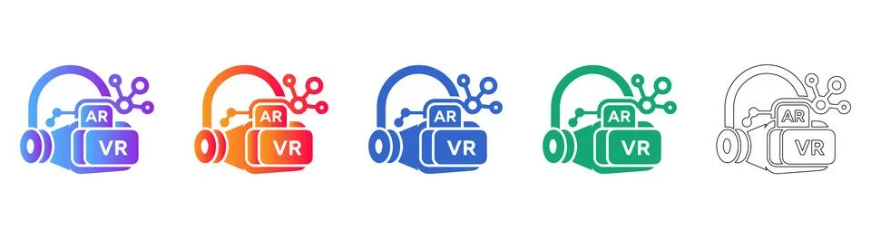 AR and VR Technology Icon Set in Gradient and Outline Illustrazione stock