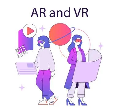 Ar and vr2. Flat Vector Illustration 스톡 일러스트