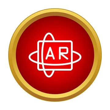Ar augmented reality icon symbol on red button Stock Illustration