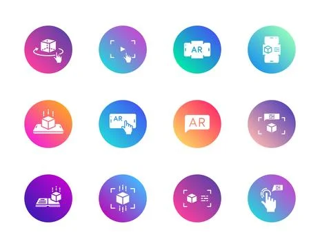 AR, augmented reality, interaction. 库存插图