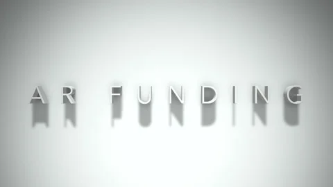 Ar funding 3D title animation with shadows on a white background Stock Footage 296915488