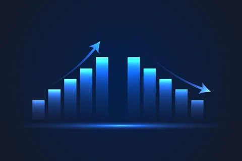 Ar Graph and Arrow Trend on Dark Blue Background Illustrazione stock