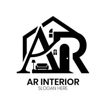 AR Interior Design Logo with Monogram and Room Elements Stock Illustration